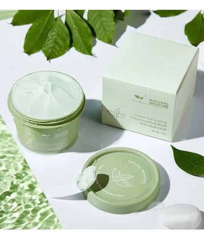 Green Tea Ice Mud Mask Cleansing Moisturizing Oil Control Blackhead Removal Cleansing Mud Mask Applicator Mud Mask 1PCS 120G